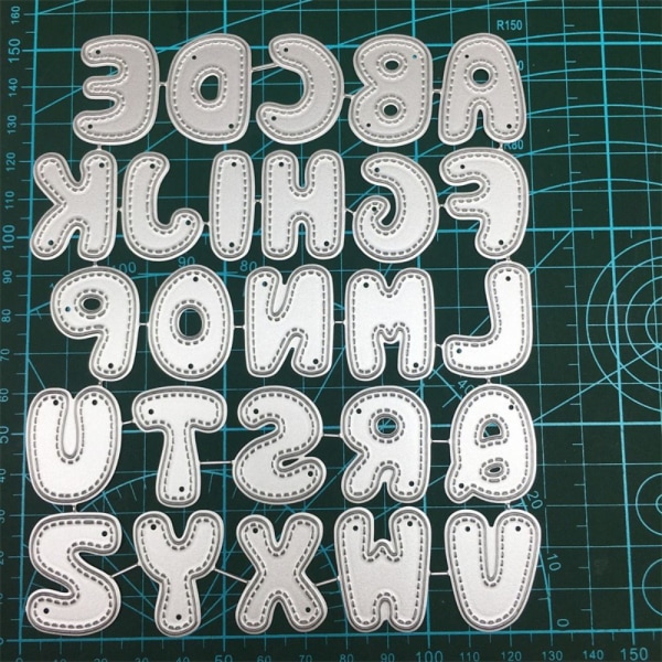 Metall Stiplet linje Store alfabetet Cutting Dies Metallbokstaver