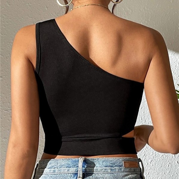 One Shoulder Crop Top ermeløs tanktopp L L