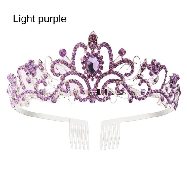 Sølv Tiara Krone Krystall pannebånd LYS LILLA LYS LILLA Light purple
