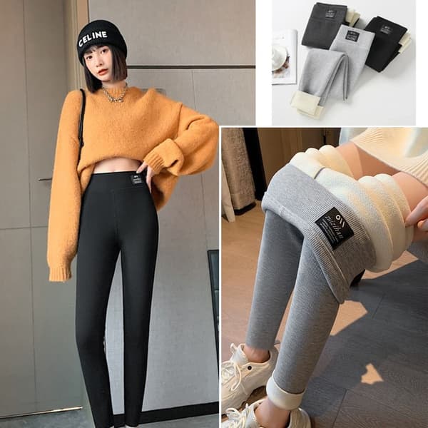 Fleecefôrede Leggings Vinterleggings SVART M Black M