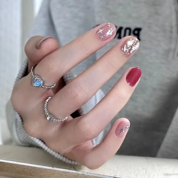 24stk False Nails Short Square French 15206