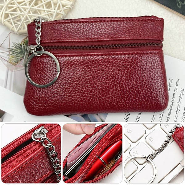 2kpl Mini Short Wallet PU-nahkainen PUNAINEN red