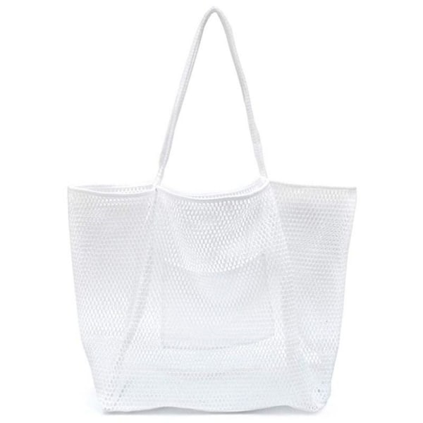 Mesh Beach Tote Bag Axel Handväskor VIT white