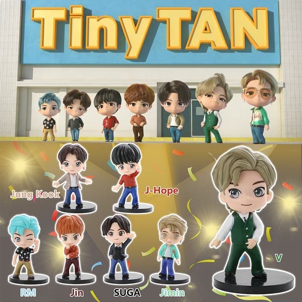 7 st/set BTS TinyTAN Dynamite Bangton Boys Figur Leksak