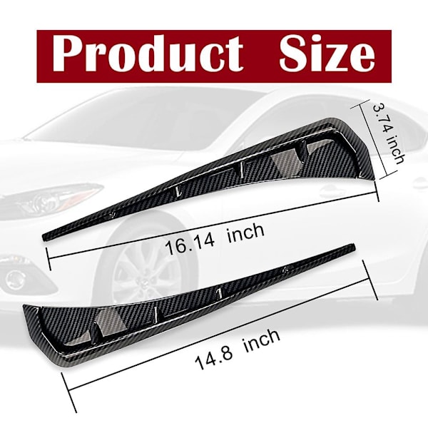 2 STK Bilskærm Sideventiler ABS GLANS SORT GLANS SORT Glossy Black