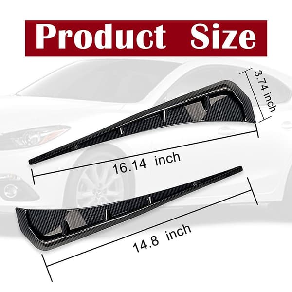 2 STK Bilskærm Sideventiler ABS KULFIBER SORT KULFIBER Carbon Fiber Black