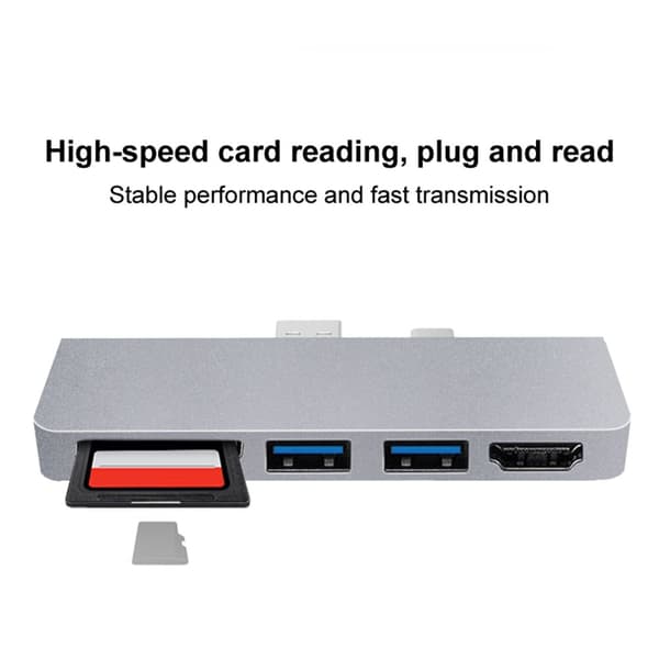 Dockningsstation USB 3.0 HUB för Microsoft Surface Pro 7 Black