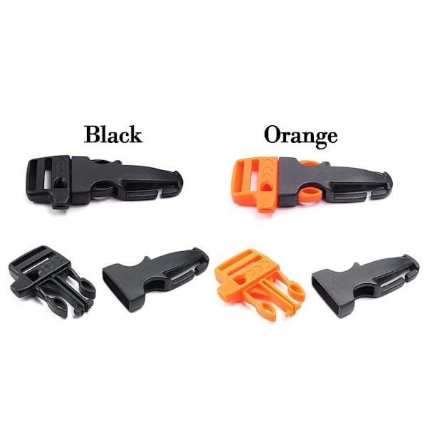 5 stk Side Release Spænde Survival Whistle Spænder SORT Black