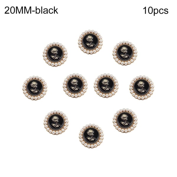 10 st Pearl Buttons Skjorta Knappar SVART 20MM10ST 10ST black 20MM10pcs-10pcs