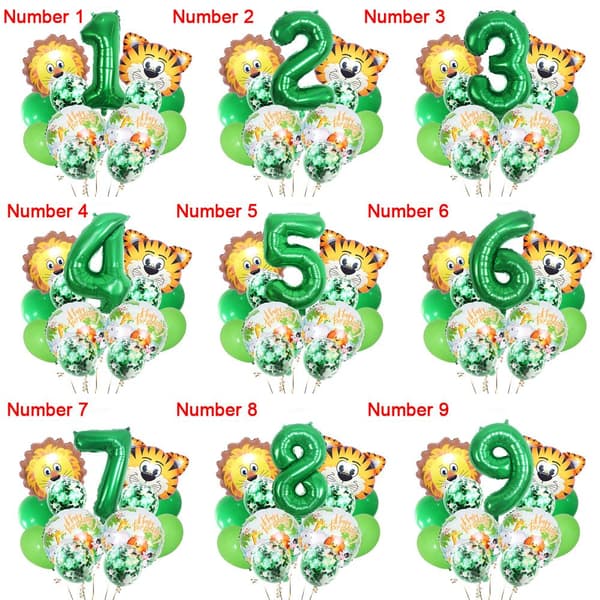 14-pack Djungeldjur Lejon Luftballonger Set Number 7