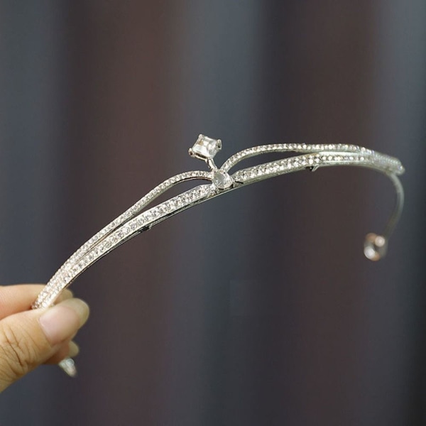 Brude Tiara Crown Crystal Hårbånd GULD gold