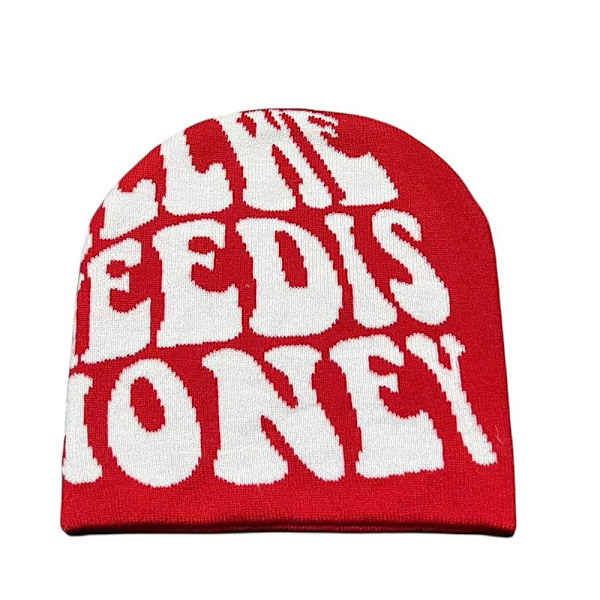 Knitting Cap Hat Pipo Bonnet PUNAINEN&VALKOINEN red&white