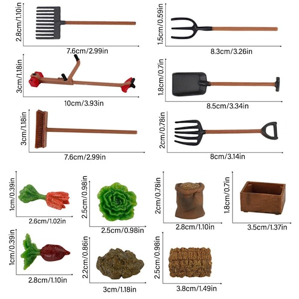 Miniature Farming Tools Dukker Tilbehør 2 2 2