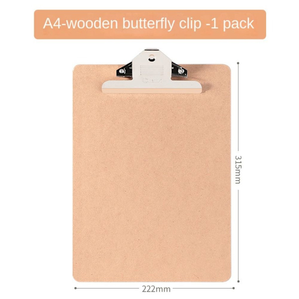 A4 Skrivskiva Fil Hardboard Träklämmor Skrivblock A4