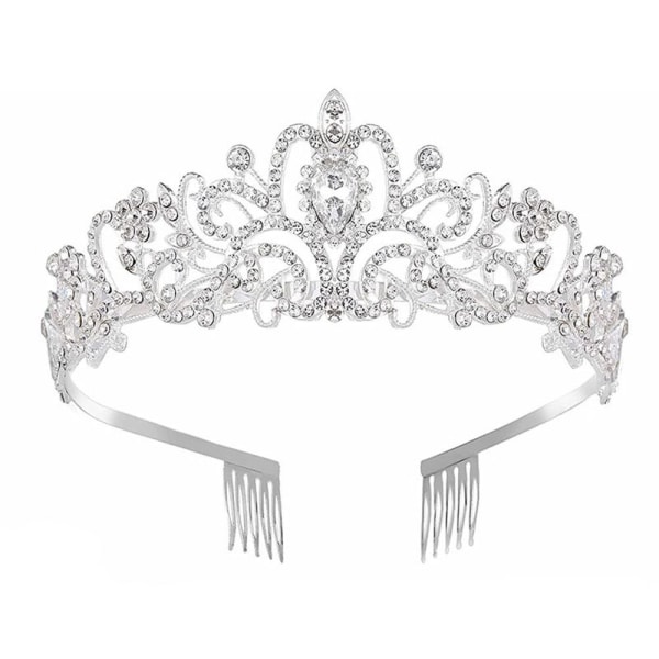 Crystal Rhinestone Crown Coiffure Crown Tiara SILVER Silver