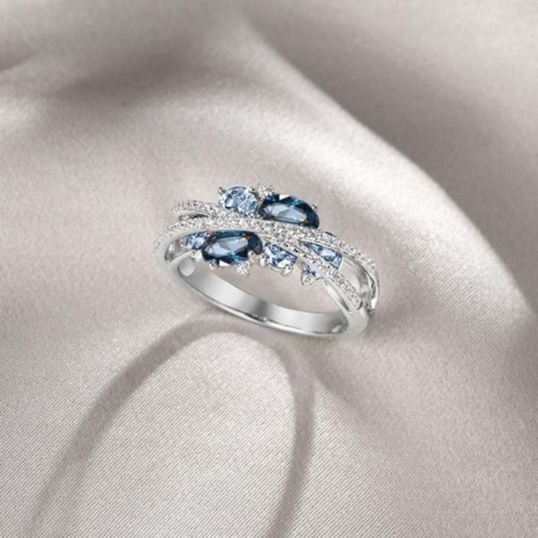 Moissanite Ring Bryllupsforlovelsesring BLÅ STØRRELSE 10 STØRRELSE 10 blue size 10-size 10