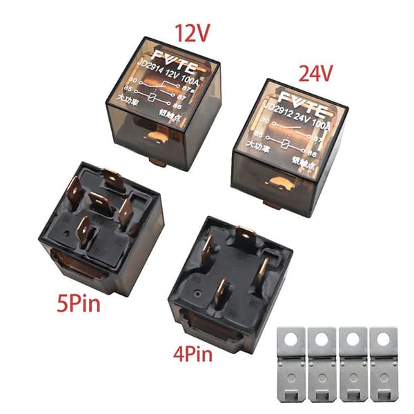2st Bilrelä Högkapacitetsomkoppling 2ST 24V 4PIN 2pcs 24V 4PIN