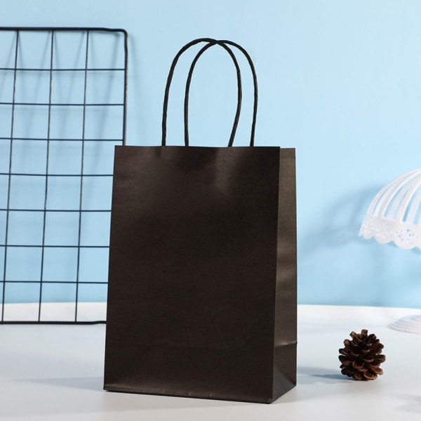 6 STK farvede kraftpapirposer rektangulær gave SORT Black