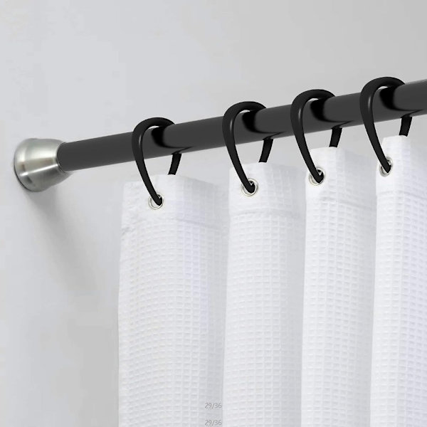 24 Stk Badeforhængskroge Badeforhængsringe Badeforhæng Black 24 Pcs-24 Pcs
