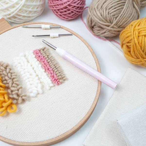Kirjontaommelkynä Punch Needle Tool PINK Pink