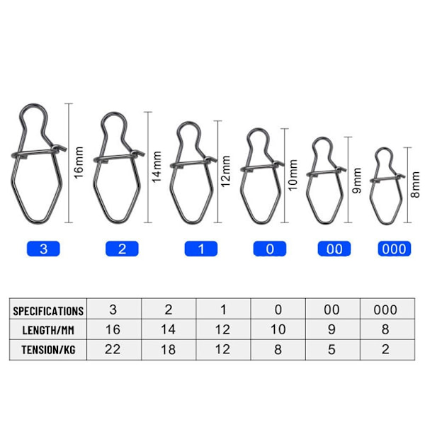 100 STK Fiske Hengende Snap Barrel Swivel 1 1 1
