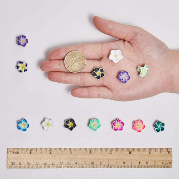 100 stk Polymer Clay Blomsterperler Blomster Plumeria Spacer Beads