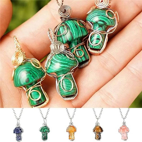Sjampinjongkjede Krystallsoppanheng GRØNN AVENTURIN Green Aventurine