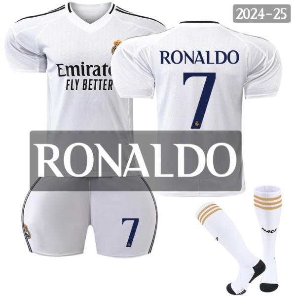 2024-2025 Real Madrid Hjemmefotballdrakt for barn nr. 7 Cristiano Ronaldo 28