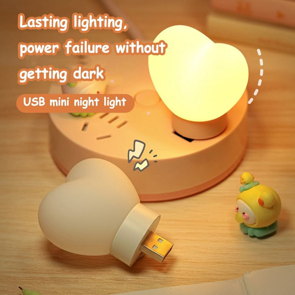 LED Nattlampor USB In-Line skrivbordslampa Love Heart Shape vit