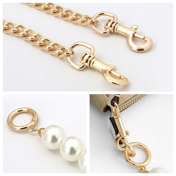 Bag Chain Strap Extender Bag Chain för handväska Pearl Extension guld