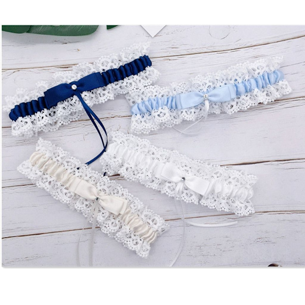 Blondering Lace-Strømpebåndsring LYSEBLÅ light blue
