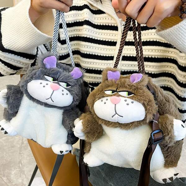 Kawaii Lucifer Catin pehmoinen olkalaukku harmaa