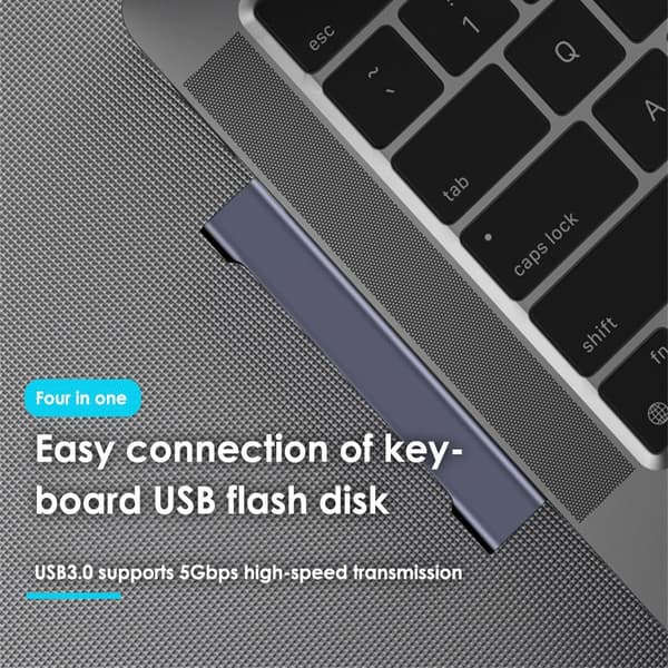 4 I 1 USB-C HUB Universal USB 3.0 Dokkingsstasjon