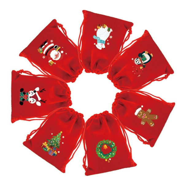 5/10 kpl Christmas Velvet Laukut Candy Snack Lahjakassi 15X20CM5KPL 15x20cm5pcs