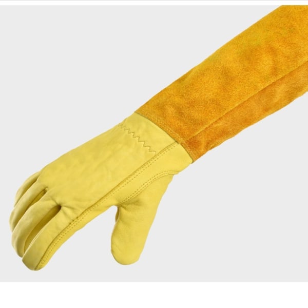 Pustende hanske i lær GUL M Yellow M