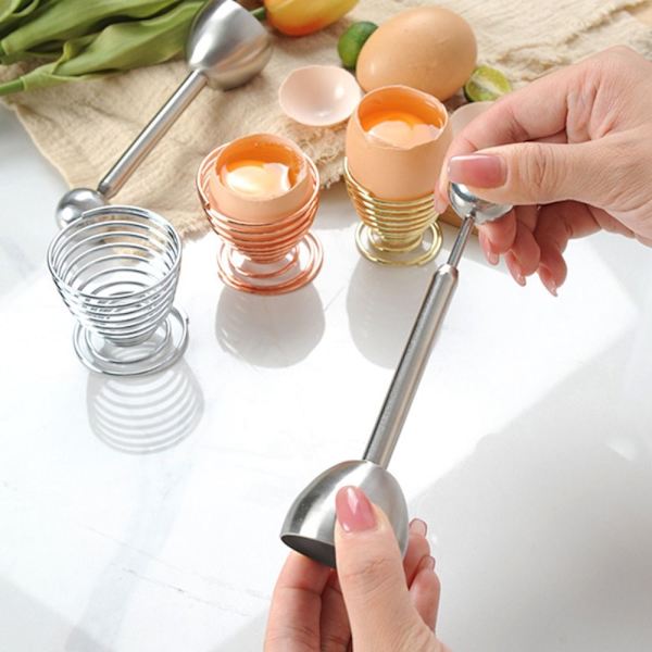 Äggskalsöppnare Hållare för kokta ägg SILVER ÄGGHÅLLARE-2 STK Silver Eggs Holder-2PCS-Eggs Holder-2PCS