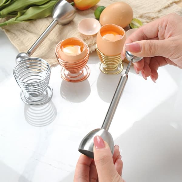 Eggeskallåpner Kokte egg Holder SØLVEGGSHOLDER-2 STK Silver Eggs Holder-2PCS-Eggs Holder-2PCS