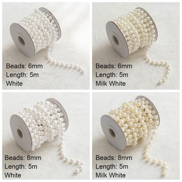 Konstgjorda pärlor Pärlor Kedja Pärlsnöre Garland VIT 4MM white 4mm beads-10m-4mm beads-10m