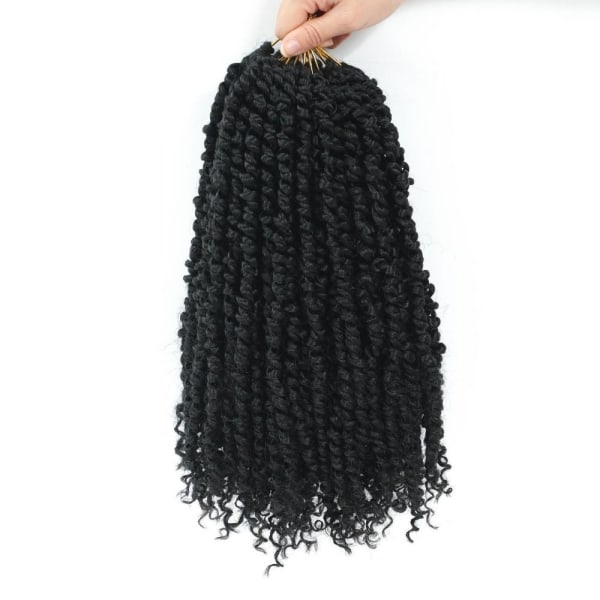 Twist Crochet Hair -pidennys MUSTA black