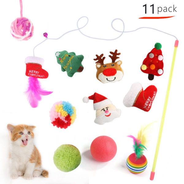 Christmas Cat Teaser Wand Pet Cat Legetøj 13 STK 13 STK 13 pcs