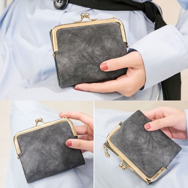Lyhyt Bifold Lompakko Multi-card Kukkaro HARMAA grey