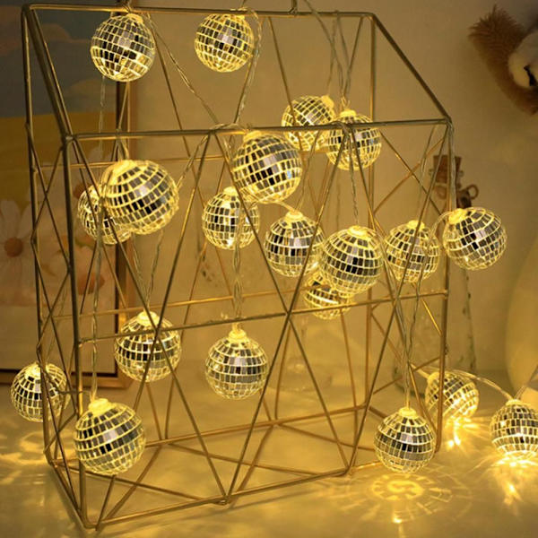 Disco Kugle Spejl Lampe Scene Refleks Lampe VARM FARVE 3M warm color 3M 20LED-3M 20LED