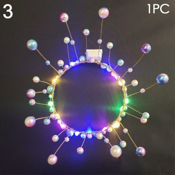 Glödande LED-krans Pearl Crown Flower 3 3 3