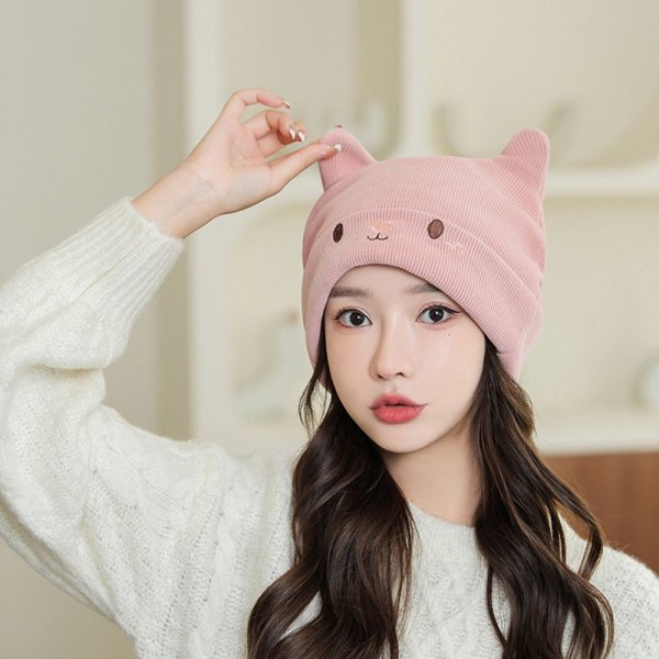 Strikkehette Lue Beanie Bonnet ROSA pink