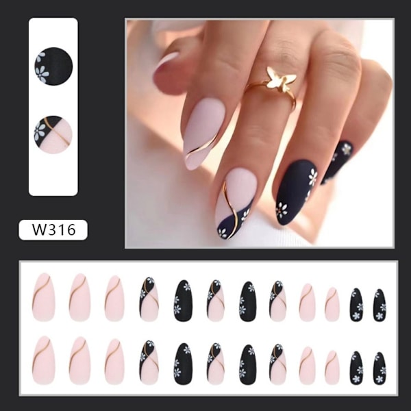 24 stk falske negle lange mandel W332 W332 W332