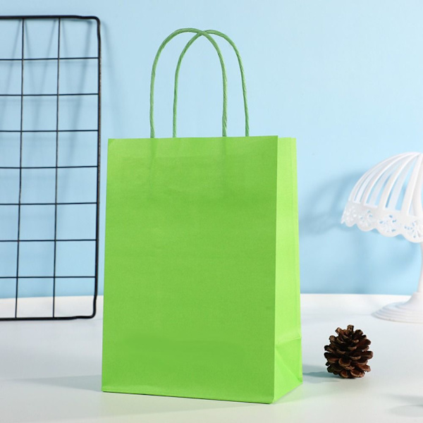 6ST Färgade Kraftpapperspåsar Rektangulär present GRÖN Green