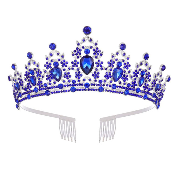 Ylellinen barokkityylinen vintage morsiamenkruunu tiara BLUE Blue