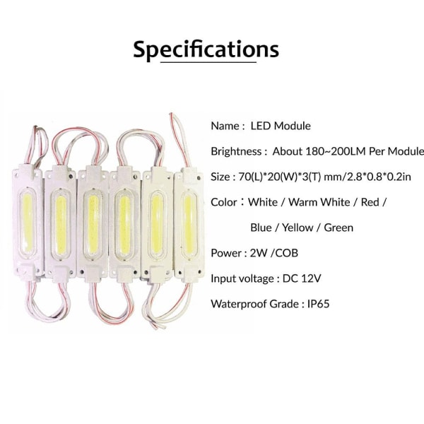 10 STK LED Modul COB Lys HVIT 24V HVIT 24V white 24V