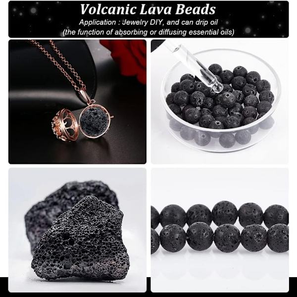 470 Stk Lava Perler Lava Stone Beads Chakra Bead