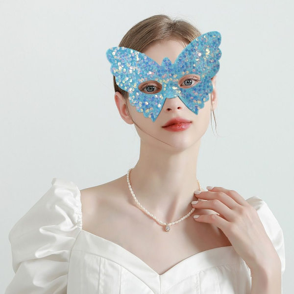 Halloween Mask Makeup Ball Mask VAALEENSININEN light blue